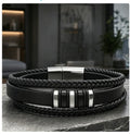 Multi-layered braided PU leather bracelet
